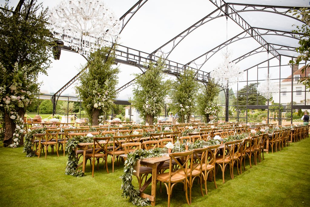 wedding brunch design in a large marquee 