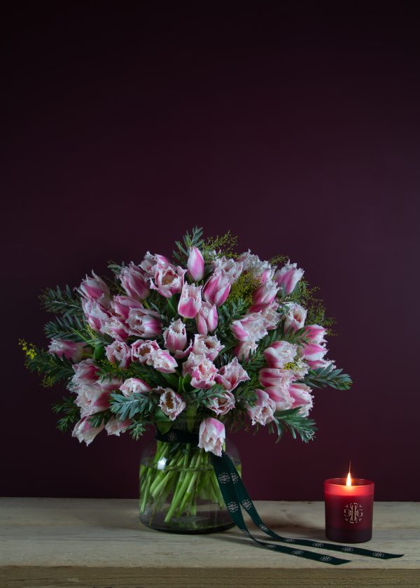 Pink frilly tulip bouquet